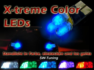 Color LED Standlicht Xtreme T10 Glassockel