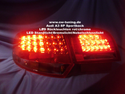 LED R�ckleuchten Audi A3 8P 03-08 Sportback rot/chrom