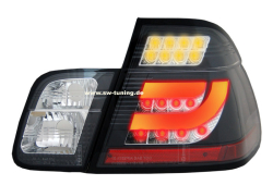 LED R�ckleuchten E46 BMW 3er Lim 98-01 black/clear 4teilig Celis
