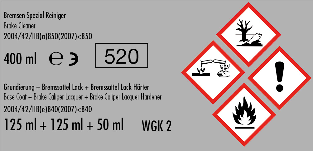 Bremssattel Lack-Set Neon Gelb Yellow 10 teilig Foliatec 700ml