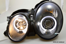 angel eye headlights for Mercedes benz W208 CLK 97-02 LED 2 halo rims black