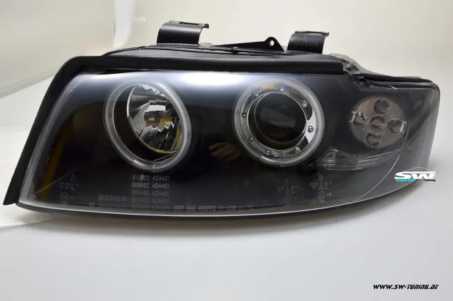 Angel Eye Scheinwerfer für Audi A4 8E 01-04 Limo/Avant LED Standlichtringe Black