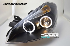 angel eye headlights Renault Clio III Type R 05-09 2LED halo rims black