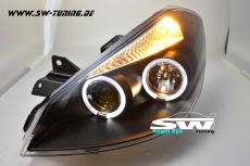 angel eye headlights Renault Clio III Type R 05-09 2LED halo rims black