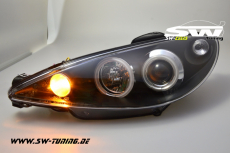 Angel Eye Scheinwerfer fr Peugeot 206 99-07 2 LED Standlichtringe black