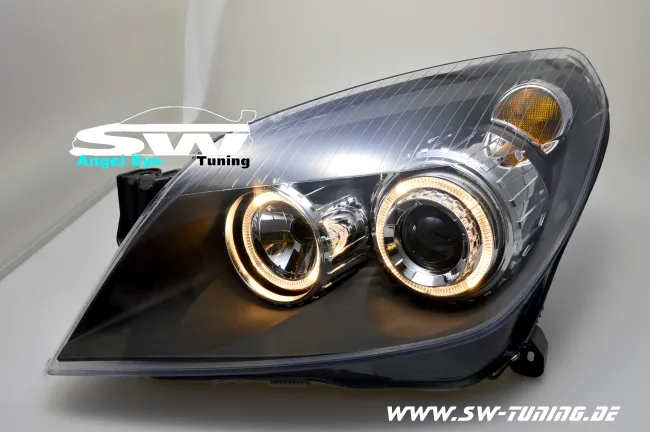 angel eye headlights Opel Astra H 04-09 2 halo rims black