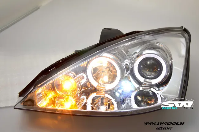 Angel Eye Scheinwerfer Ford Focus Mk1 01-04 LED SLR Facelift chrome