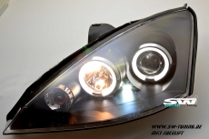 angel eye headlights Ford Focus mk1 01-04 led halo rims black