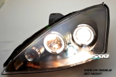 angel eye headlights Ford Focus mk1 01-04 led halo rims black