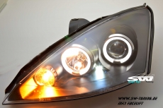 angel eye headlights Ford Focus mk1 01-04 led halo rims black