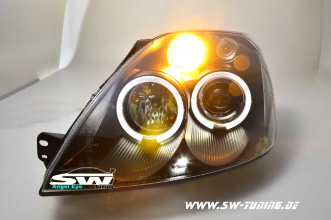 Angel Eye Scheinwerfer für Ford Fiesta JH1 JD3 Mk6 02-05 LED Standlichtringe black