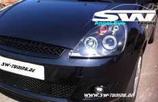 angel eye headlights Ford Fiesta Mk6 JH1 JD3 2002-2005 2 halo rims black