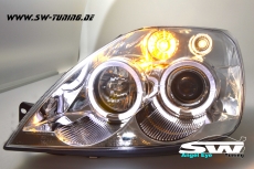 angel eye headlights Ford Fiesta Mk6 JH1 JD3 2002-2005 2 LED halo rims chrome