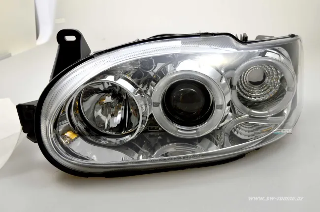angel eye headlights for Ford Escort MK7 95-98 LED 2 halo rims chrome