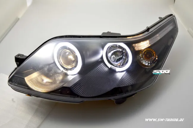 Angel eye headlights Citroen C4 type L 04-07 2 LED halo rims black