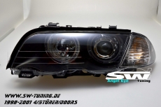 angel eye headlights 3er BMW E46 sedan 4doors 98-01  2 halo rims black