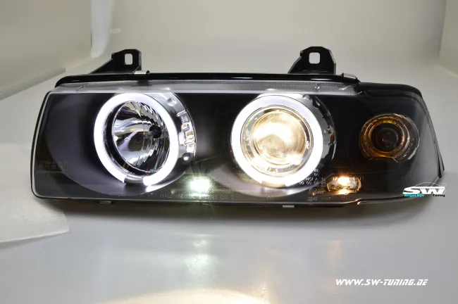 angel eye headlights for BMW E36 Coupé/convertable 92-98 2 LED halo rims black