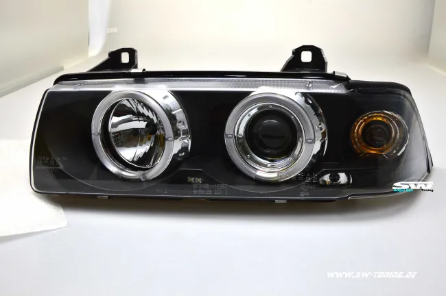 angel eye headlights for BMW E36 Coupé/convertable 92-98 2 LED halo rims black