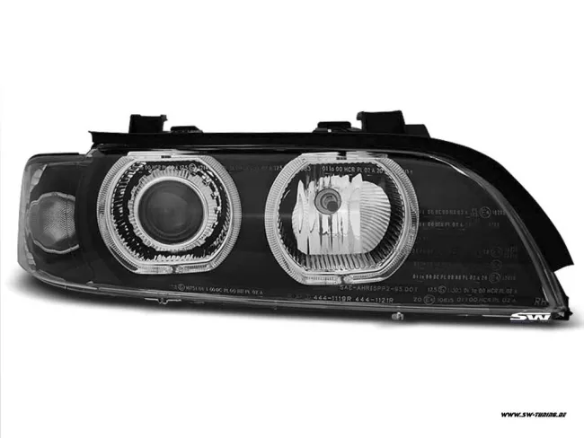Angel Eye headlights for 5 series BMW E39 95-00 with 2 high LED helo rims black
