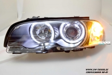angel eye headlights BMW E46 cabrio/coupe 2d 98-02 2 High LED halo rims black