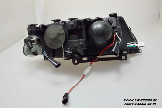 angel eye headlights BMW E46 cabrio/coupe 2d 98-02 2 High LED halo rims black