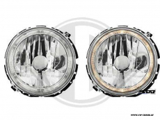 Angel Eye headlights for VW Golf I halo rims chrome