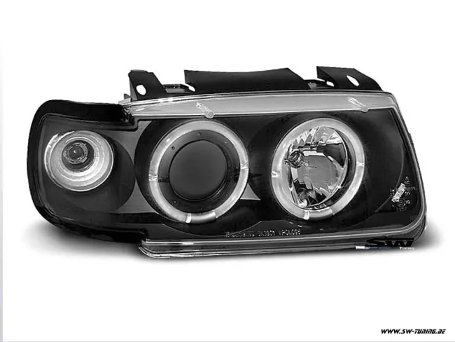 Angel Eye headlights VW Polo 95-98 2 halo rims black