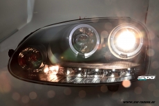 angel eye headlights VW Golf V 03-09 2 halo rims black