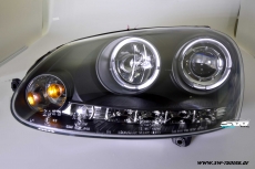 angel eye headlights VW Golf V 03-09 2 halo rims black