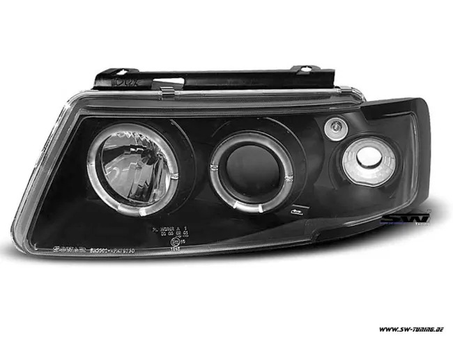 Angel Eye Scheinwerfer für VW Passat 3B 96-00 mit 2 LED Standlichtringe black