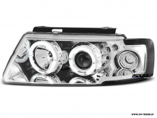 Angel Eye Scheinwerfer fr VW Passat 3B 96-00 mit 2 LED Standlichtringe chrom