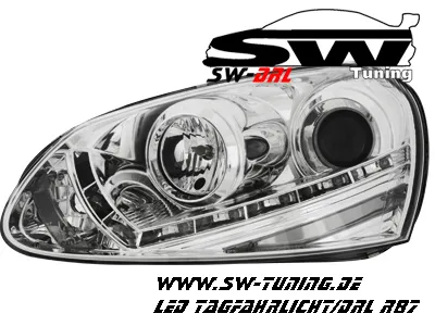 SW-DRL headlights VW Golf V 03-09 DAYTIME RUNNING LIGHT R87 chrome