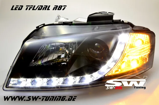 SW-DRL Scheinwerfer AUDI A3 8P 03-08 LED Tagfahrlicht black