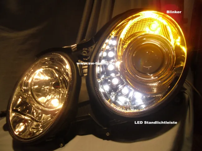 SW-Light Xenon Scheinwerfer für Mercedes Benz W211 E-Klasse 02-06 chrom HID