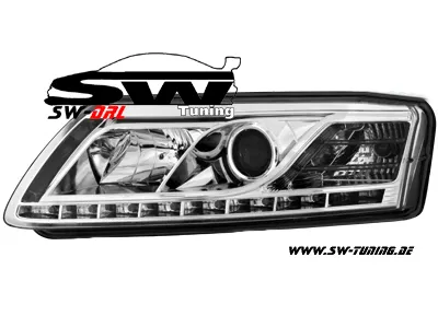 SW-DRL Xenon Scheinwerfer AUDI A6 4F 04-07 LED Tagfahrlicht chrom