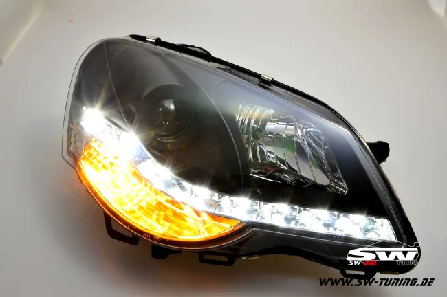 SW-DRL headlights VW Polo 9N3 05/05-09 LED drl black ehc-motor