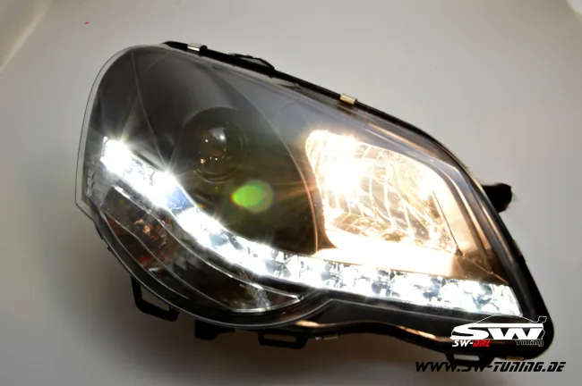 SW-DRL headlights VW Polo 9N3 05/05-09 LED drl black ehc-motor