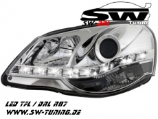 SW-DRL Scheinwerfer VW Polo 9N3 05-09 LED Tagfahrlicht chrom LWR