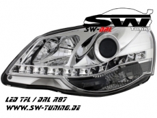 SW-DRL Scheinwerfer VW Polo 9N3 05-09 LED Tagfahrlicht chrom LWR