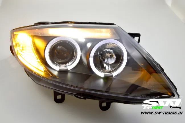 angel eye headlights for BMW Z4 e85 02-08 2 LED halo rims black