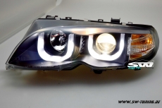 Angel Eye headlights BMW E46 01-05 LCI sedan 2 U-shaped position lights black