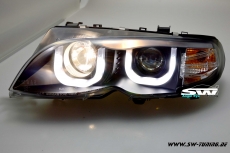 Angel Eye headlights BMW E46 01-05 LCI sedan 2 U-shaped position lights black
