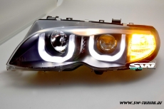 Angel Eye headlights BMW E46 01-05 LCI sedan 2 U-shaped position lights black
