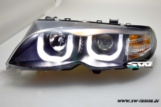 Angel Eye headlights BMW E46 01-05 LCI sedan 2 U-shaped position lights black