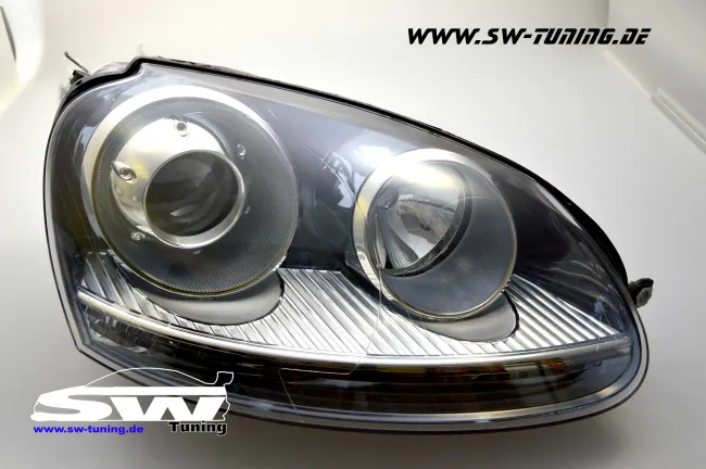 sw headlights for VW Golf V 03-07 in GTI-look Black/Chrome