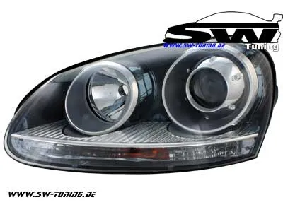sw headlights for VW Golf V 03-07 in GTI-look Black/Chrome