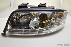 SW-DRL Scheinwerfer passend fr AUDI A6 4B 01-04 Facelift LED Tagfahrlicht R87 chrome