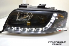 SW-DRL Scheinwerfer passend fr AUDI A6 4B 01-04 Facelift LED Tagfahrlicht R87 Black