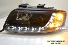 SW-DRL Scheinwerfer passend fr AUDI A6 4B 01-04 Facelift LED Tagfahrlicht R87 Black