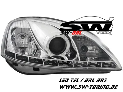 SW-DRL Scheinwerfer Opel Corsa C 01-06 LED Tagfahrlicht chrome